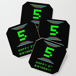 [ Thumbnail: 5th Birthday - Nerdy Geeky Pixelated 8-Bit Computing Graphics Inspired Look Coaster ]