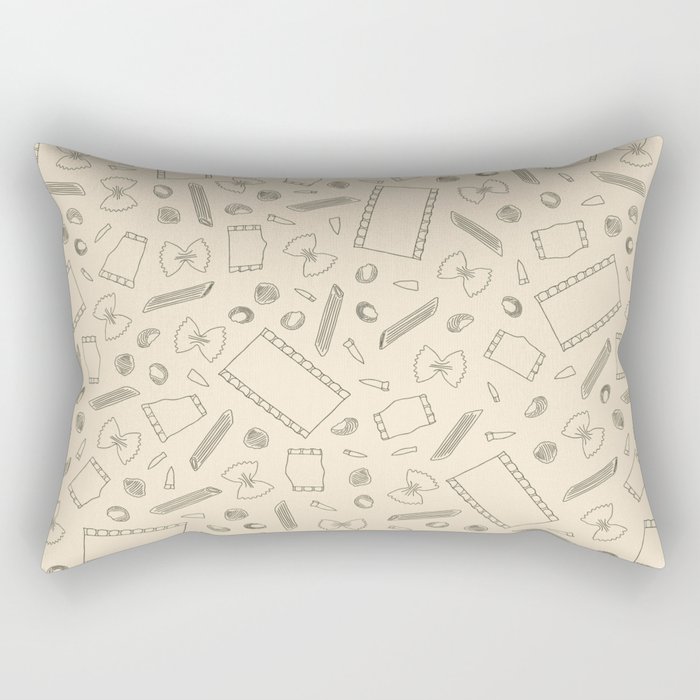 Macaroni Art Outlines on a Cream Background Rectangular Pillow
