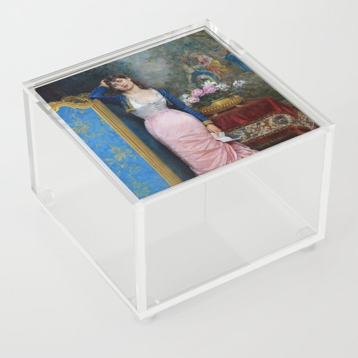 Magnificent: Declaration of Love - 19th Century French Belle epoque female portrait oil painting by Auguste Toulmouche for home, bedroom and wall decor Acrylic Box