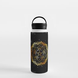 Golden decorative floral mandala sacred geometry Water Bottle