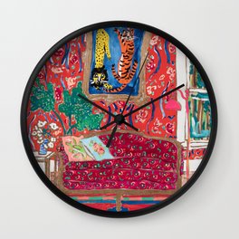 Red Interior with Lion and Tiger after Matisse Wall Clock