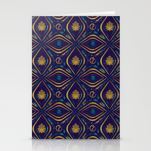 Lotus and OM symbol Luxury Pattern Stationery Cards