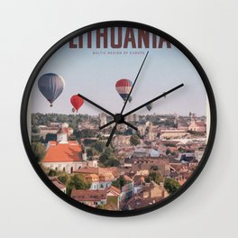 Visit Lithuania Wall Clock | Estonia, Explore, Balticsea, Palanga, Graphicdesign, Travelposter, Vilnius, Retro, Baltic, Sweden 