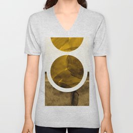Abstract Scandinavian Moon Hot Wax Painting V Neck T Shirt