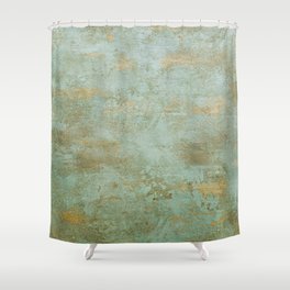 Metallic Effects Oxidized Copper Verdigris Industrial Rustic Shower Curtain
