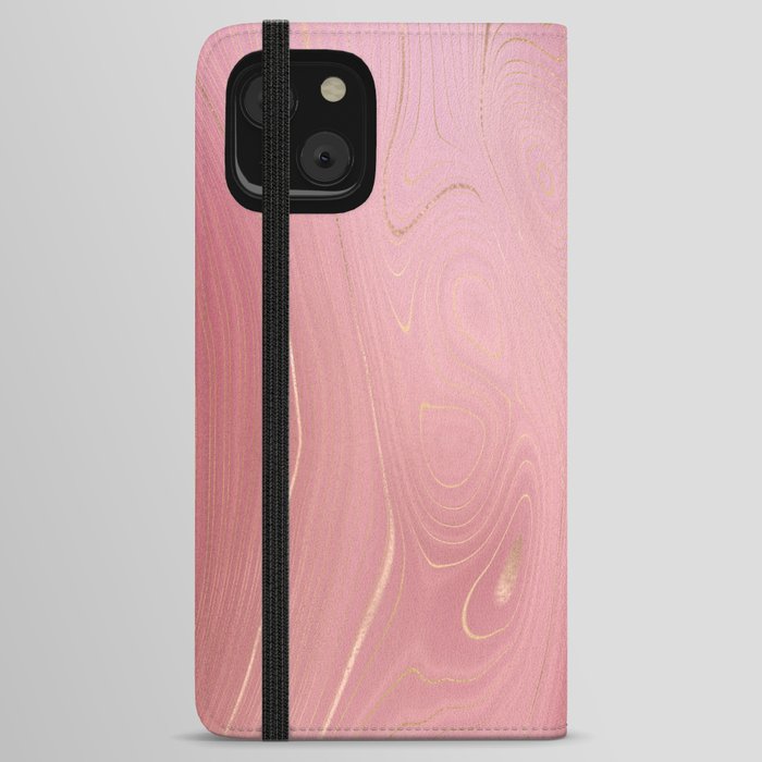 Lush Pink Gold Agate Geode Luxury iPhone Wallet Case