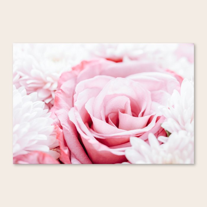 Pink Roses And Gerbera Daisy Flowers Wedding Bouquet Love Photo Romantic Celebration Wall Art Canvas Print By Radub85 Society6