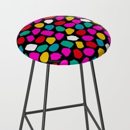 Ink Dot Colourful 80s Mosaic Pattern in Bright Colours on Black Bar Stool