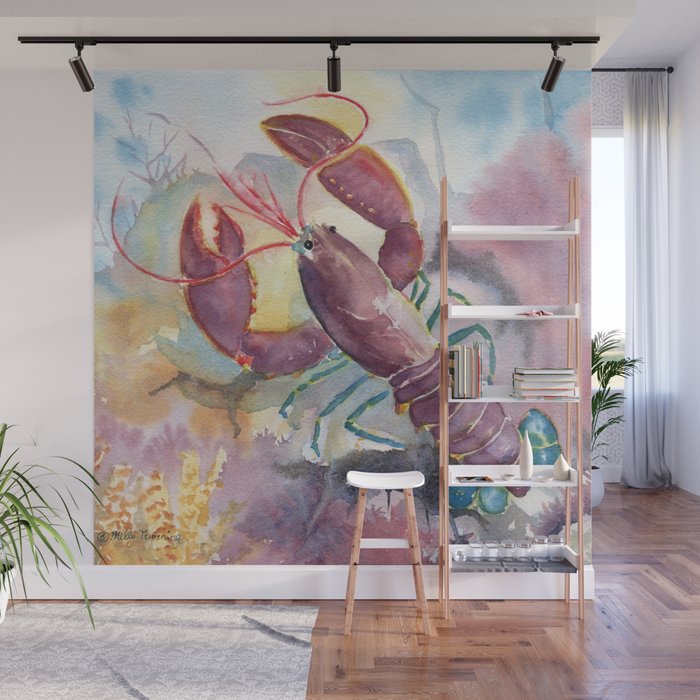 Under The Sea Colorful Lobster Wall Mural By Mellyterpening
