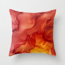 Red Sunset Abstract Ink Painting Red Orange Yellow Flame Throw Pillow