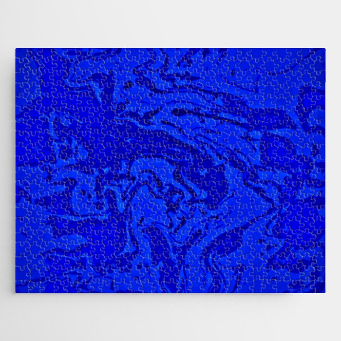 Cobalt - blue black swirl spots pattern Jigsaw Puzzle