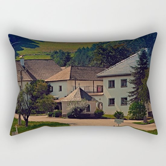Small village in autumn scenery Rectangular Pillow
