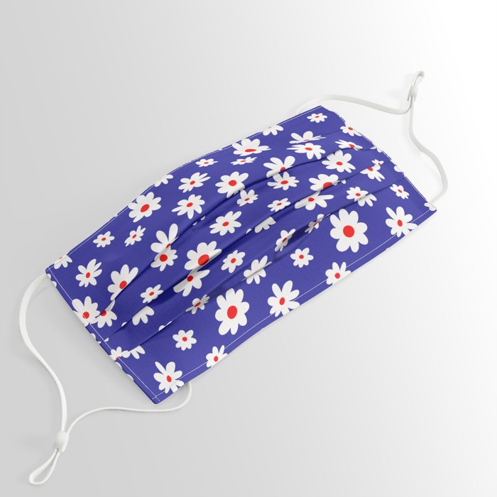 Daisy Pattern (blue/red/white) Face Mask