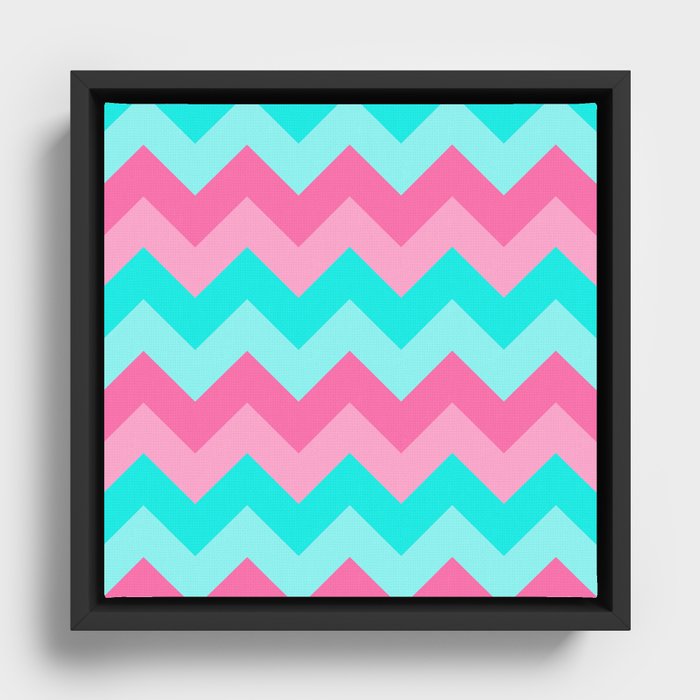 Hot Pink Turquoise Aqua Blue Chevron Zigzag Pattern Print