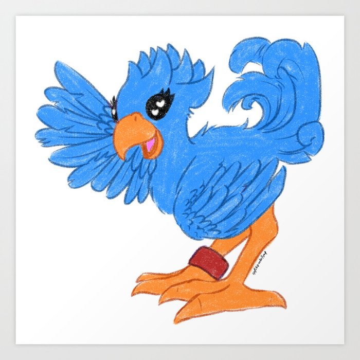Blue Chocobo Art Print by HopSkipandaRump Society6