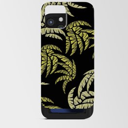 Hawaiian Golden Palm Leaves Paradise On Black  iPhone Card Case