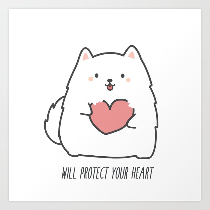 Fluff will Protect Your Heart Throw Pillow by Piece of Fluffy