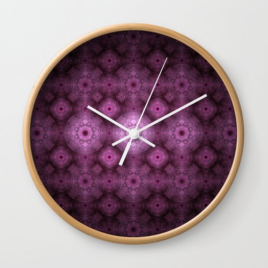 Pink Fractal Pattern Wall Clock