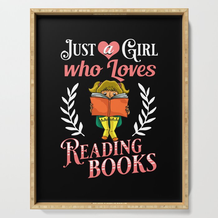 Book Girl Reading Women Bookworm Librarian Reader Serving Tray