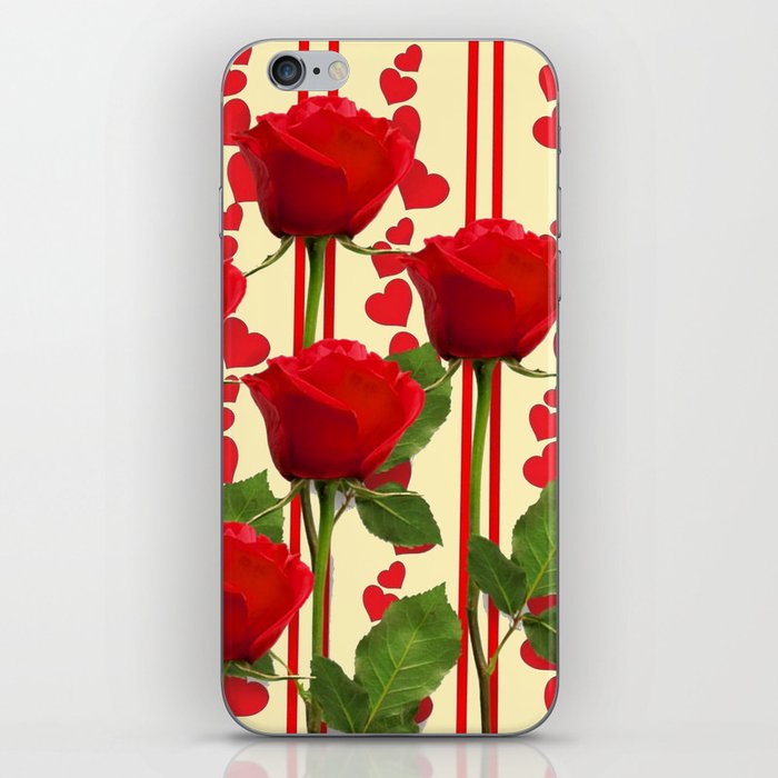 YELLOW SCARLET ROSES & RED VALENTINE HEARTS iPhone Skin