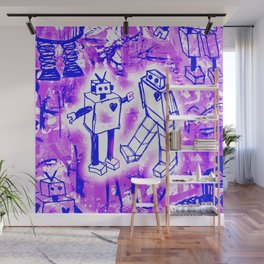 Purple Robot Love Wall Mural