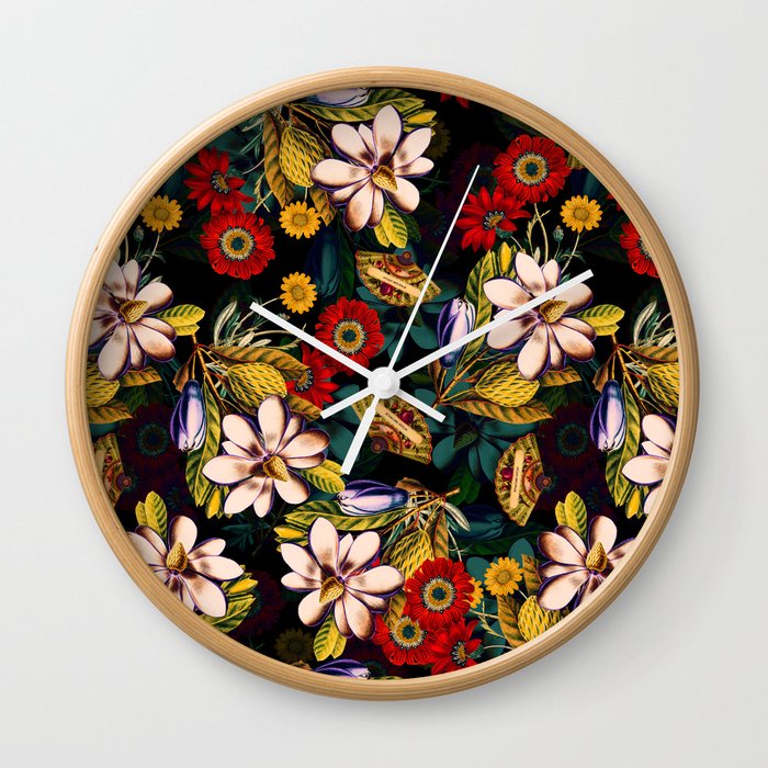 Japanese Floral Pattern Wall Clock