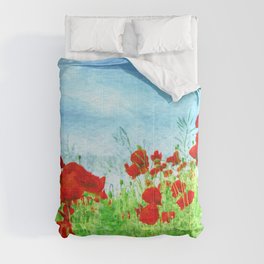 field of poppies painted impressionism style Comforter