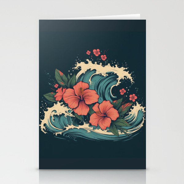 Hibiscus Waves Poster Stationery Cards
