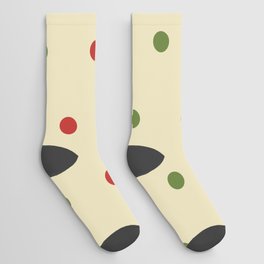 Christmas Pattern Dots Retro Red Green Socks