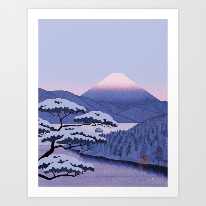 Mount Fuji Covered in Snow (2021) Art Print