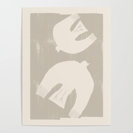 No100 Two birds - Gray Poster
