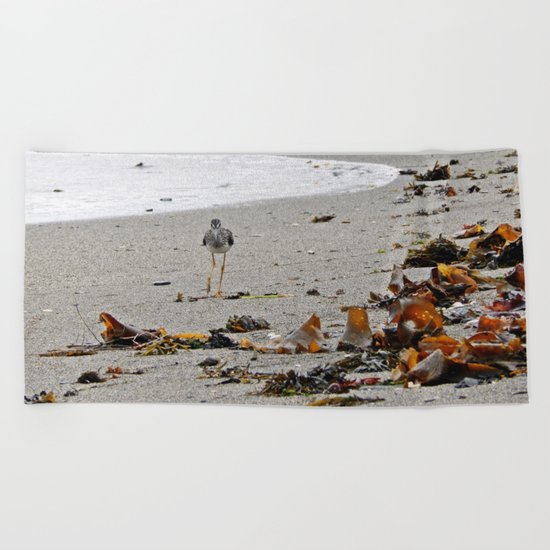 Greater Yellowlegs Strolling on the Beach Beach Towel