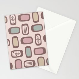 Midcentury MCM Rounded Rectangles Pink Pastel Stationery Card