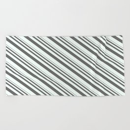 [ Thumbnail: Dim Gray & Mint Cream Colored Striped/Lined Pattern Beach Towel ]