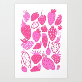 Pink Strawberries Art Print
