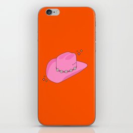 Cowboy Hat Print Orange And Pink Preppy Aesthetic Modern Decor iPhone Skin