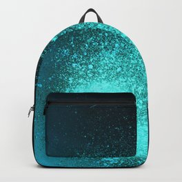 Vibrant Aqua and Black Spray Paint Splatter Backpack