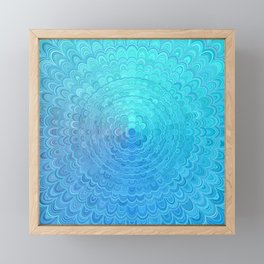 Light Blue Floral Circle Mandala Framed Mini Art Print