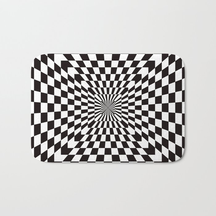 Checkered Optical Illusion Bath Mat