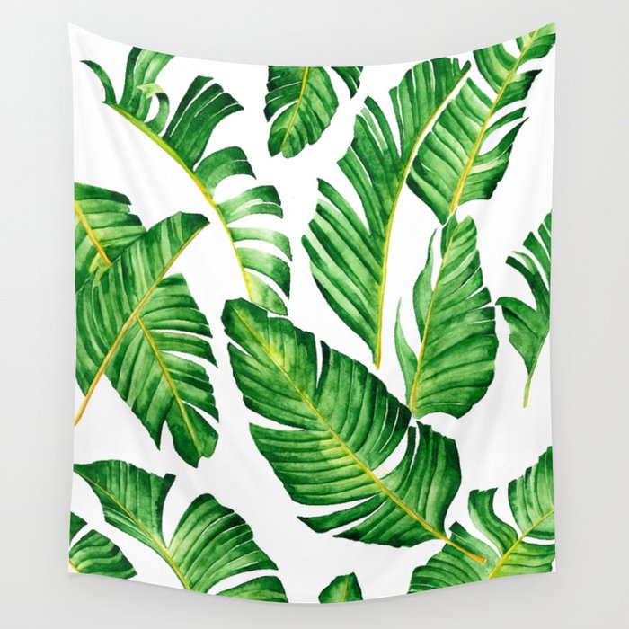 Banana Leaves pattern in watercolor Wall Tapestry