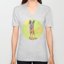 With a Heart Full of Joy - Blue Heeler Dog V Neck T Shirt