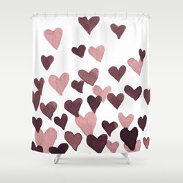 Valentine's Day Watercolor Hearts - dark pink Shower Curtain