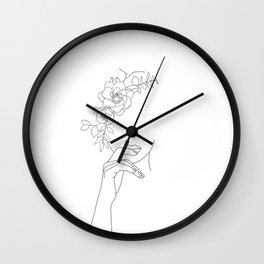 Minimalist figure with botanical illustration - Grace Floral Wall Clock