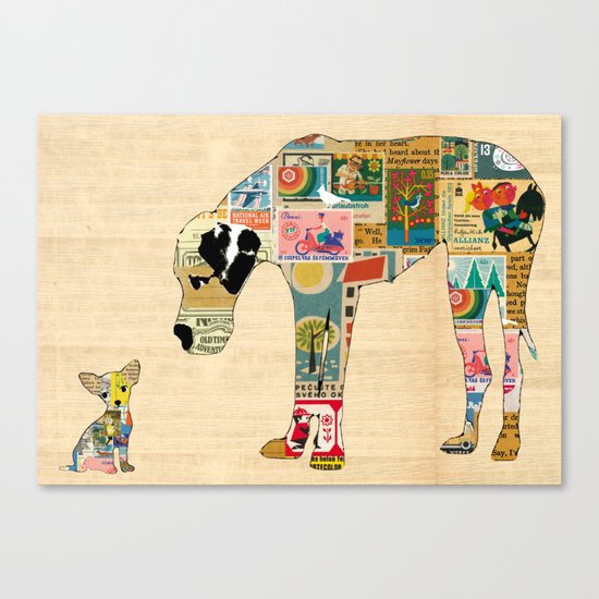 Great Dane and Chihuhua Collage Canvas Print