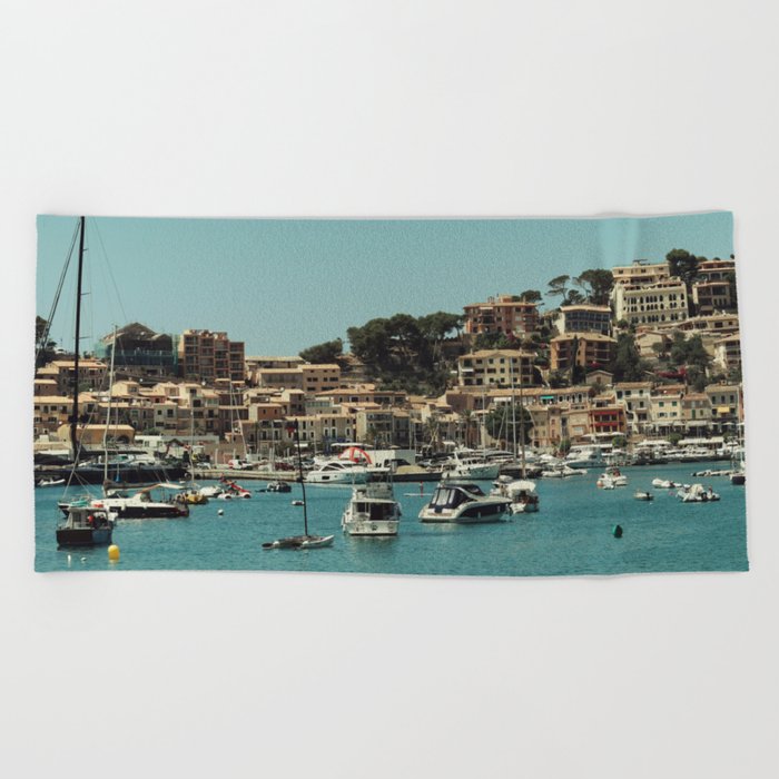 Spain Photography - Boats Floating Off The Spanish Shore Beach Towel