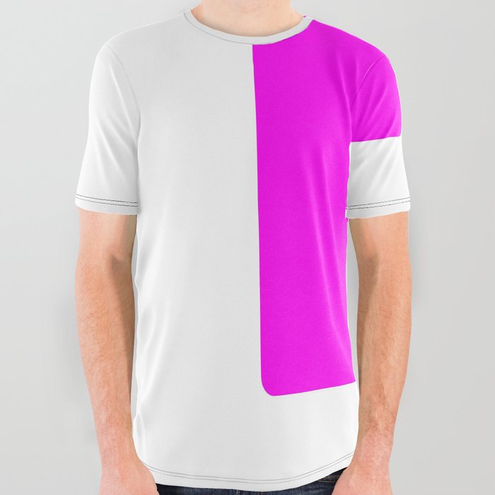 k (Magenta & White Letter) All Over Graphic Tee