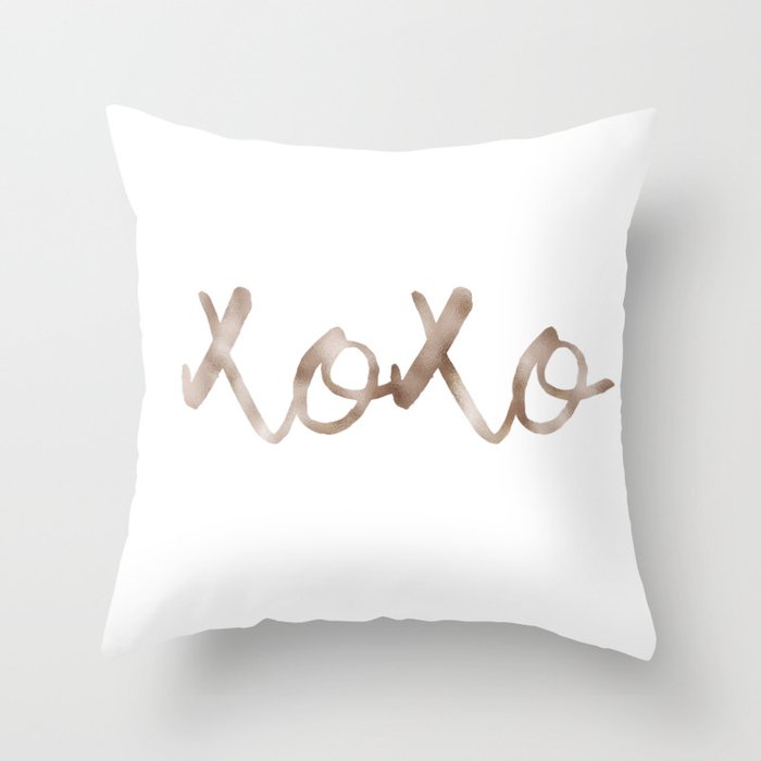 Rose gold XOXO Throw Pillow