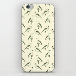 Olive green finches on cream background/ minimalist/ pattern/  iPhone Skin