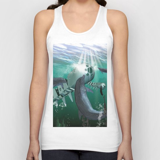 Mechanical fish and dolphins Unisex Tank Top