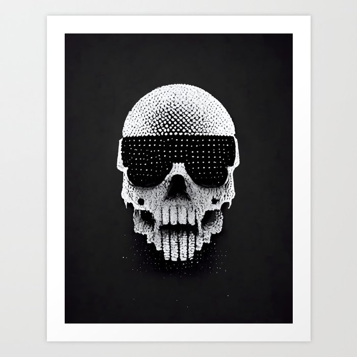 Pixelized Ubercool Skull Art Print